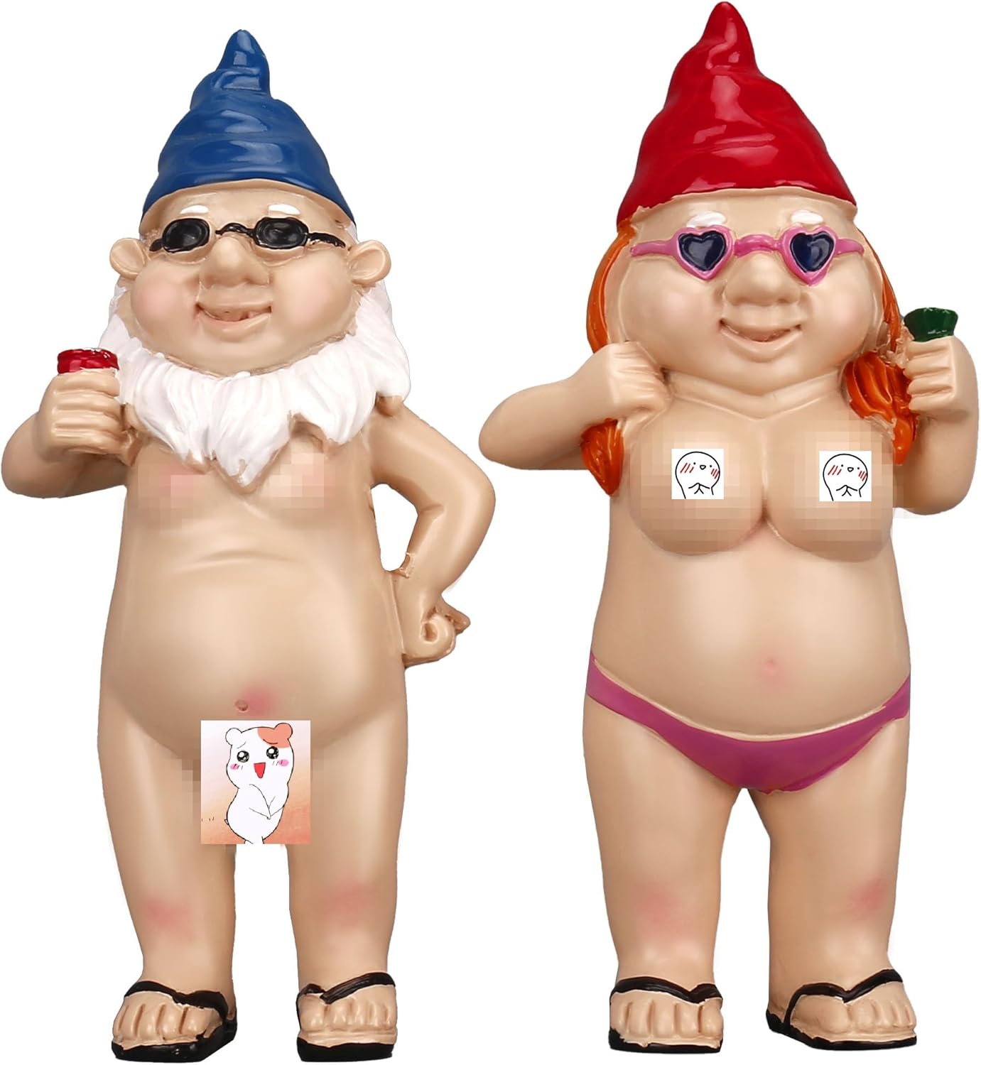 BBdis 2 PCS Garden Gnomes, 4.7 Inch Naughty Garden Gnome Funny Gnomes Statue for Home Indoor or Outdoor Lawn Gnome Decorations Housewarming Halloween