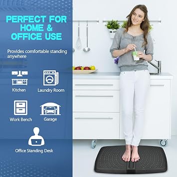 1 Thick Anti-Fatigue Kitchen Mat Standing Mat with Massage Ball Non-Slip Standing Desk Mat with Massage Points Multi-Purpose Comfortable Floor Mat for Foot, Office and Home Black, 17 x 28