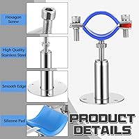 Vista 3 de 8 Pcs 304 Stainless Steel Wall Mount Ceiling Mount Pipe Supports Bracket, Suitable for OD 3/4"(25-28mm), Adjustable Height 50-100mm, Adjustable Pipe
