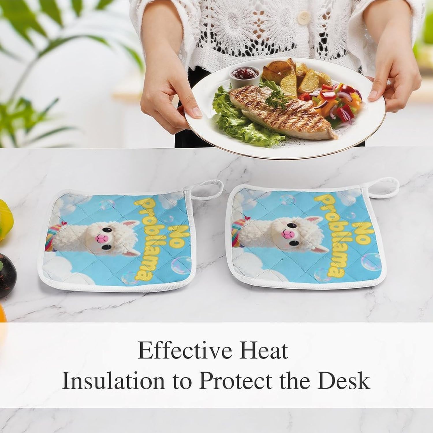 No Probllama Polyester Heat Resistant Pot Pad Non Slip Anti Scald Hot Dish Mat Reusable Table Protector for Kitchen Hot Pot Mat Wear Resistant Heat Proof Table Pad for Countertop Dining Room