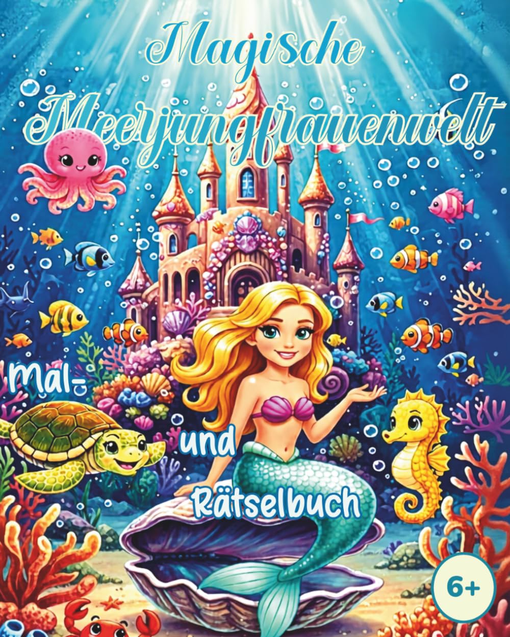 Meerjungfrauen Malbuch & Rätselspaß für Kinder ab 6 Jahren: Magische Meerjungfrauenwelt: Ausmalen, Suchbilder & Denkspiele