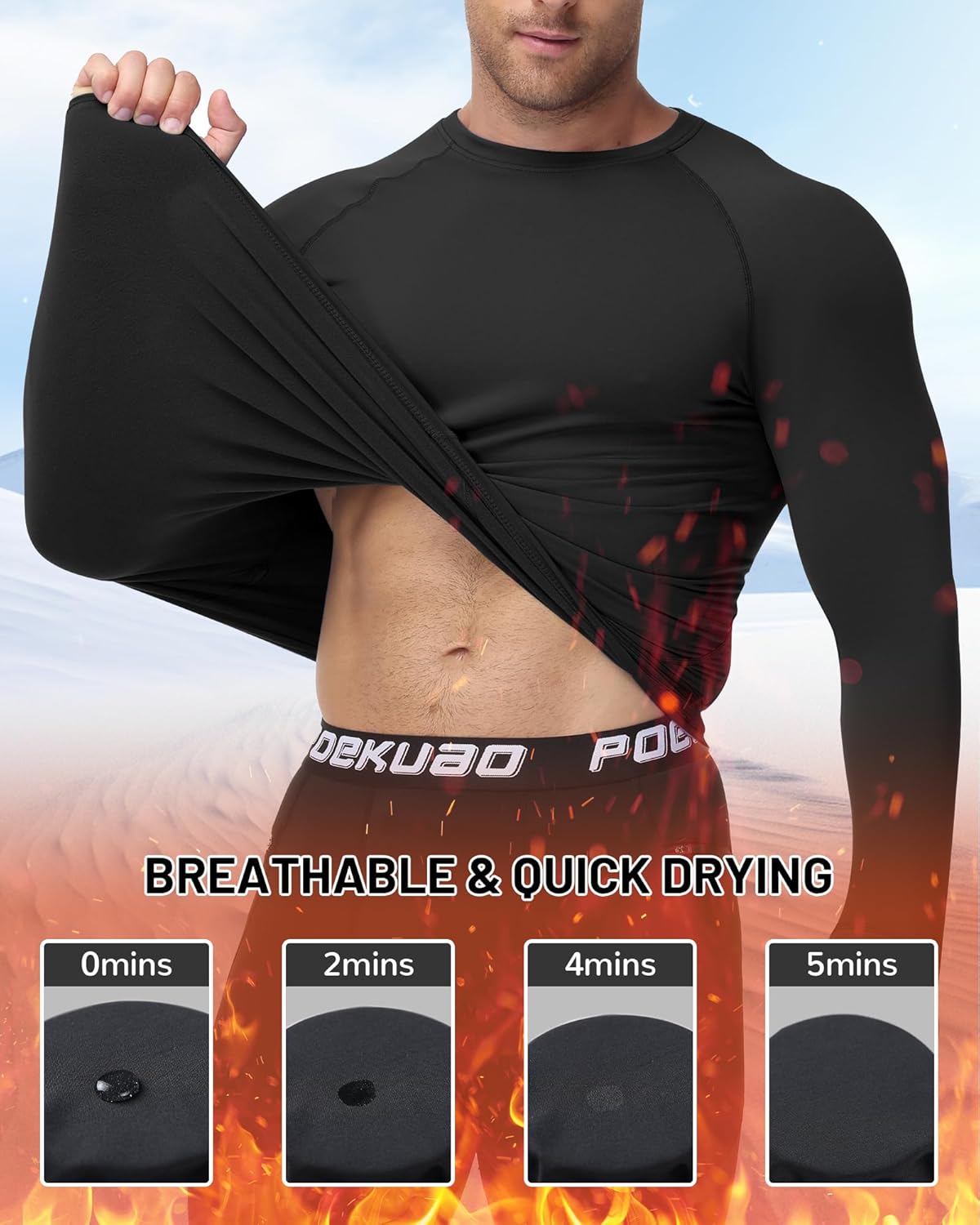 Thermal Compression Shirts for Men Long Sleeve Fleece Lined Base Layer Top Athletic Undershirt Cold Weather Gear - Image 5