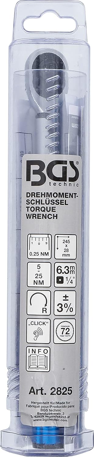 BGS Torque Wrench - 1/4" Square Outside - 5-25 Nm 2825