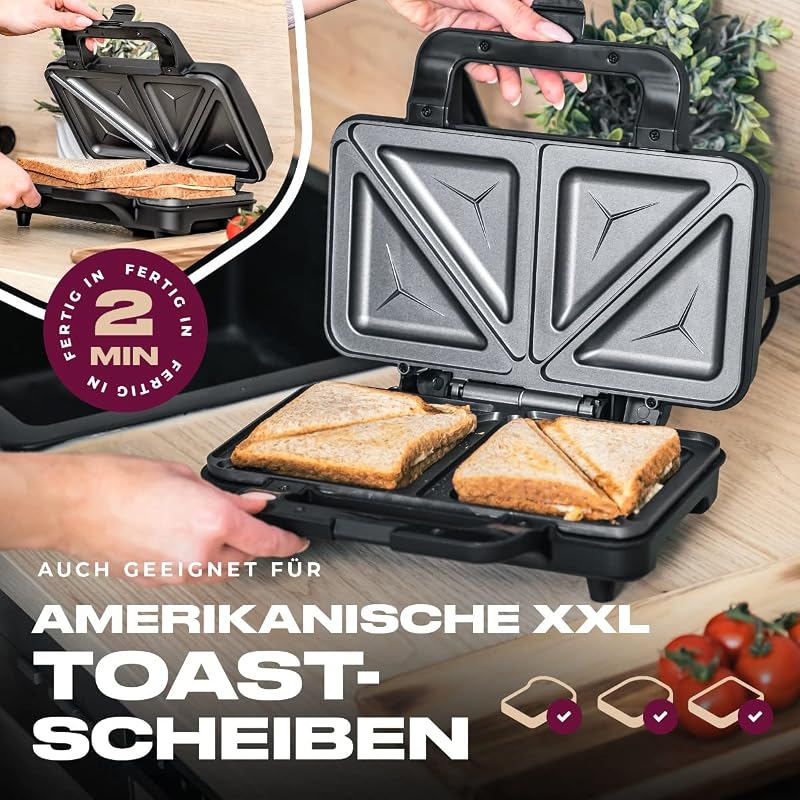 Profi Cook PC-ST 1092 XXL szendvicssütő rozsdamentes acél, tapadásmentes bevonattal