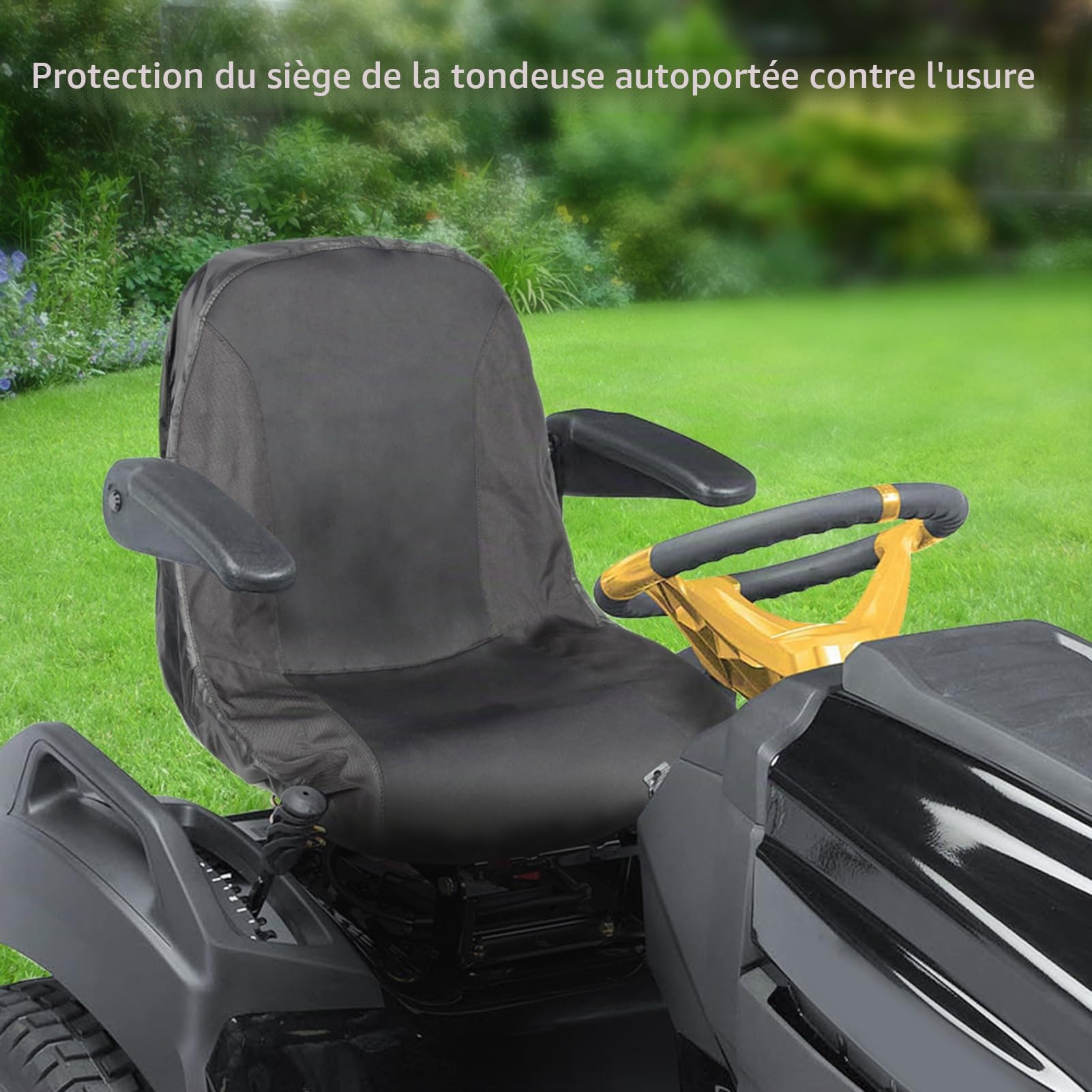 Housse de Siège, Housse de siège de Tracteur imperméable avec 2 Poches de Rangement, pour Tondeuse autoportée(Taille L, Noir)