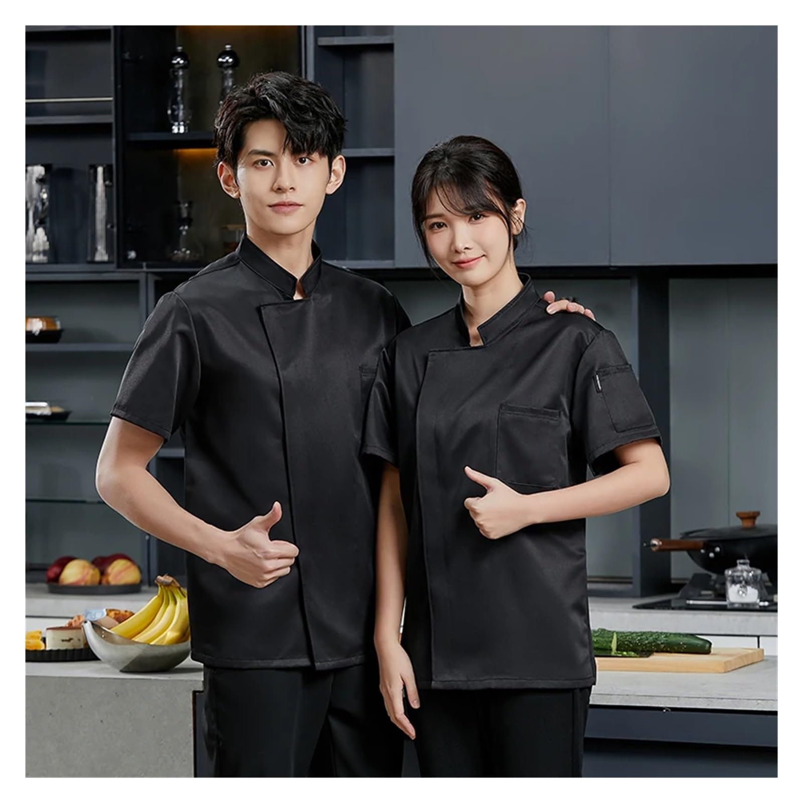 Chaqueta de chef manga corta for hombre, camisa cocinero cocina, unisex, for restaurante, hotel, uniforme camarero panadería, ropa para Servicios de Catering