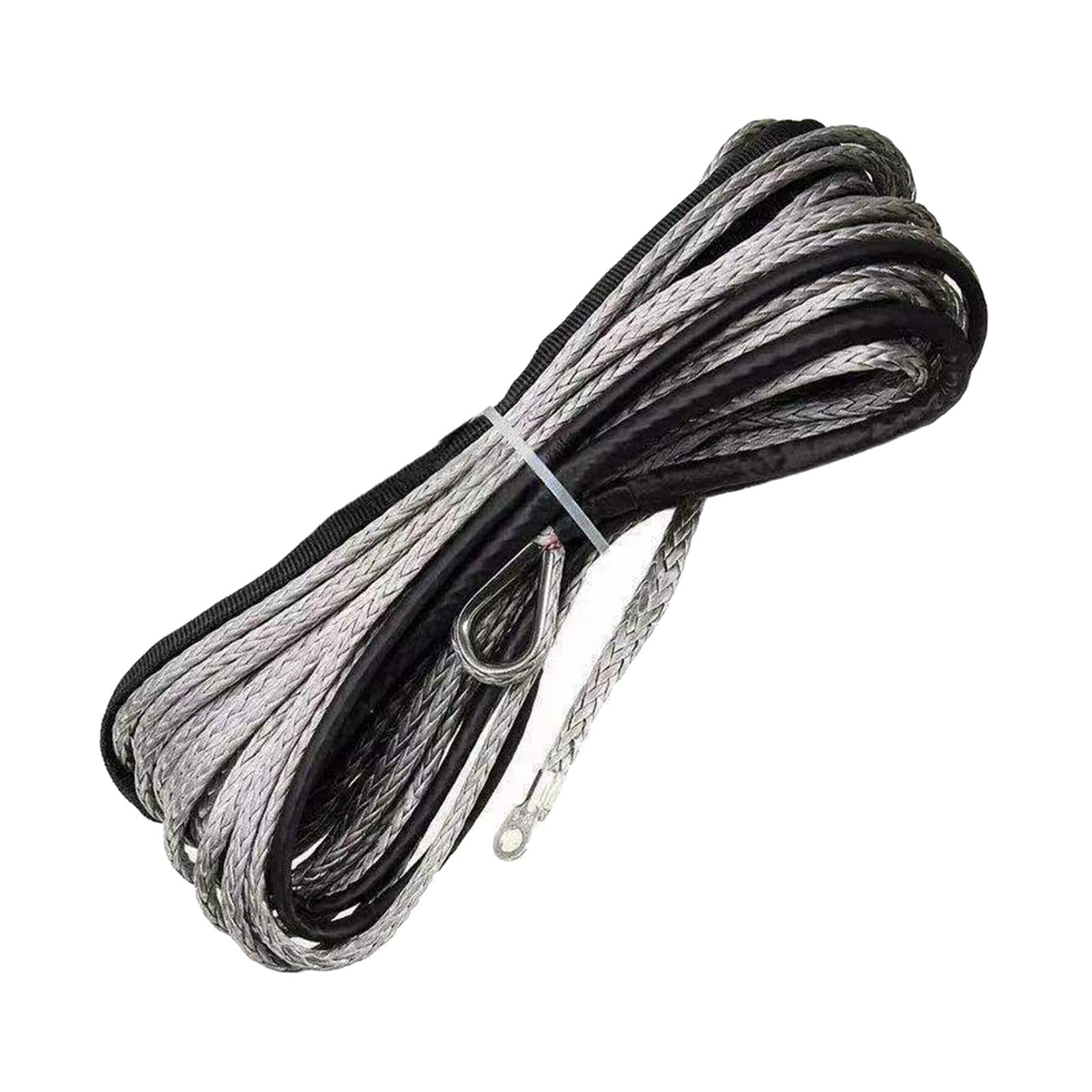 Ronyme Synthetic Winch Rope 50ft Vehicles Towing Car Breakdowns Towing Winch Cable Boat, Grey