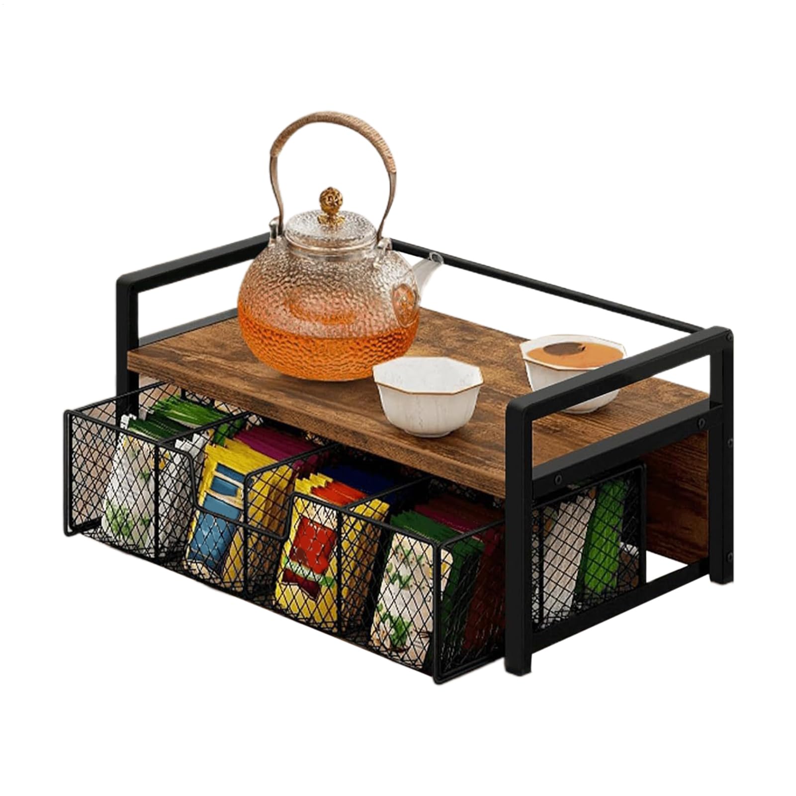 Soporte para Bolsitas de Té Cajón Exhibidor Resistente para Bolsitas de Té | estación de té Para Encimera, Hogar, Dormitorio, Salón, Meditación, Apartamento, Bar,