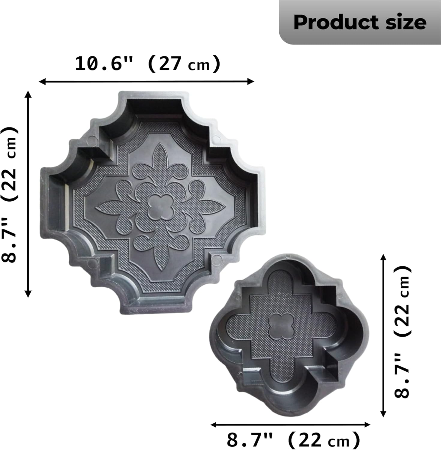 4 pcs Beautiful Plastic Form Big Pathmaker Concrete Molds Cement Molds & 4 pcs Plastic Molds Concrete Set Patio Paving Mold