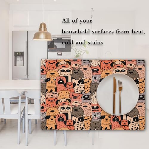 Miniatura 7 de Dog Cute Decor Placemats Set of 4 Table Mats Washable Placemat Waterproof Place Mats for Party Home Dining Table Decor 18x12 in