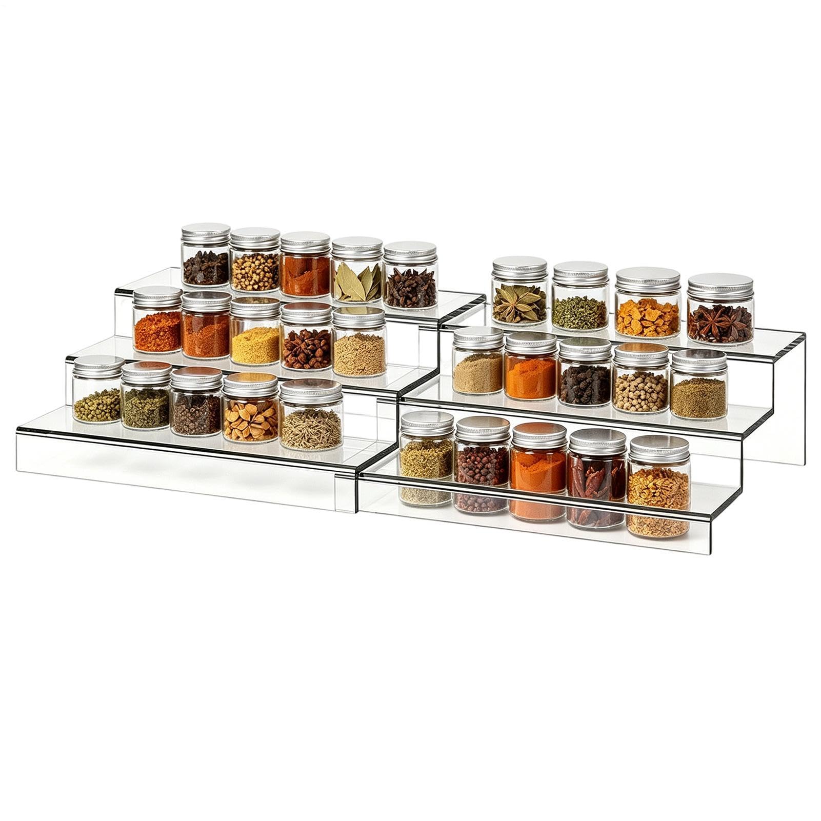 Organizzatore per Cibo in Scatola Scaffale Espandibile in Acrilico a 3 | Organizzatore Per Lattine Da Cucina Dispensa per Cucina Casa Ristorante Trucco Cibo Condimenti Flaconi di Profumo