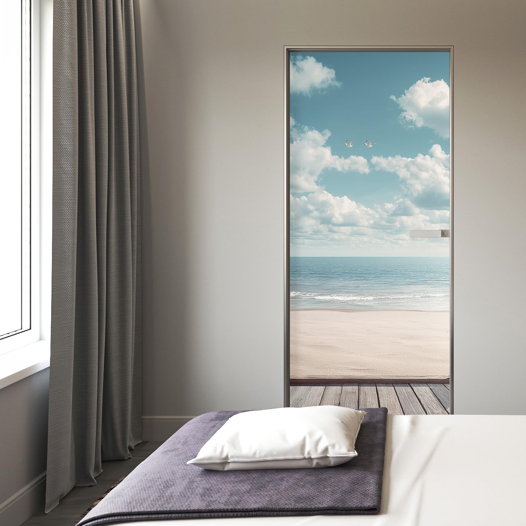 Strand Türtapete Selbstklebend 100x200, 3D Meer Landschaft Türbilder Türfolie Türposter Türaufkleber Selbstklebende PVC, Türdeko Strand,(ST0010)