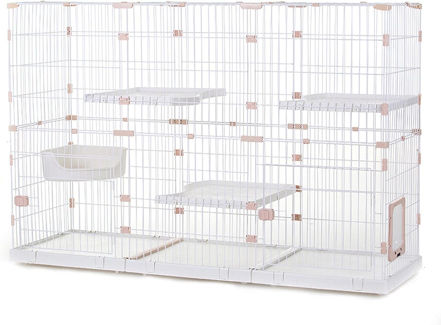 Cat Cage,Large Cat Cage Indoor Cat Playpen - Indoor Cat Cages Enclosures On Wheels Metal Wire Kennels Crate Ideal for 1-4 Cat,C3-125 * 62.5 * 126cm