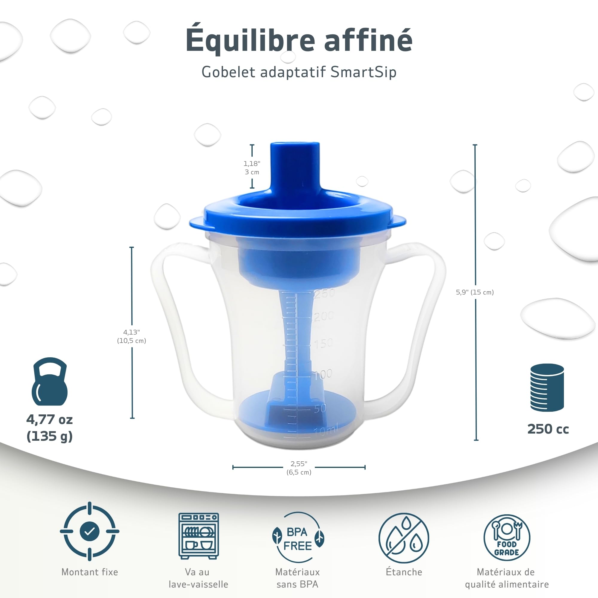 Tasse de Dysphagie pour Adultes - Tasse Médicale à Débit Régulé 5cc/10cc - Sécurité pour Boire en Position Assise ou Allongée - Dysphagie pour AVC, Parkinson et Mobilité Réduite