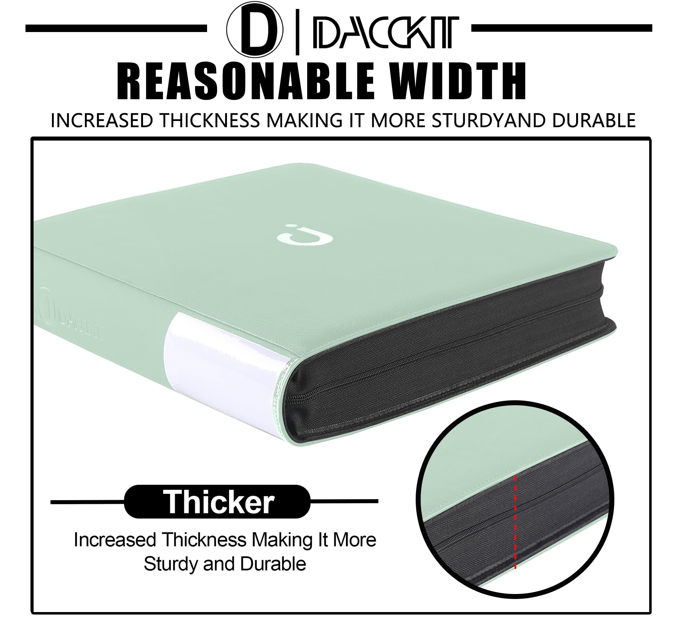 D DACCKIT Carpeta de tarjetas de 16 bolsillos, se adapta a 1024 tarjetas, álbum de tarjetas sin anillo de 4 x 4 con fundas para tarjetas coleccionables y tarjetas deportivas (modelo A, verde Asakusa)