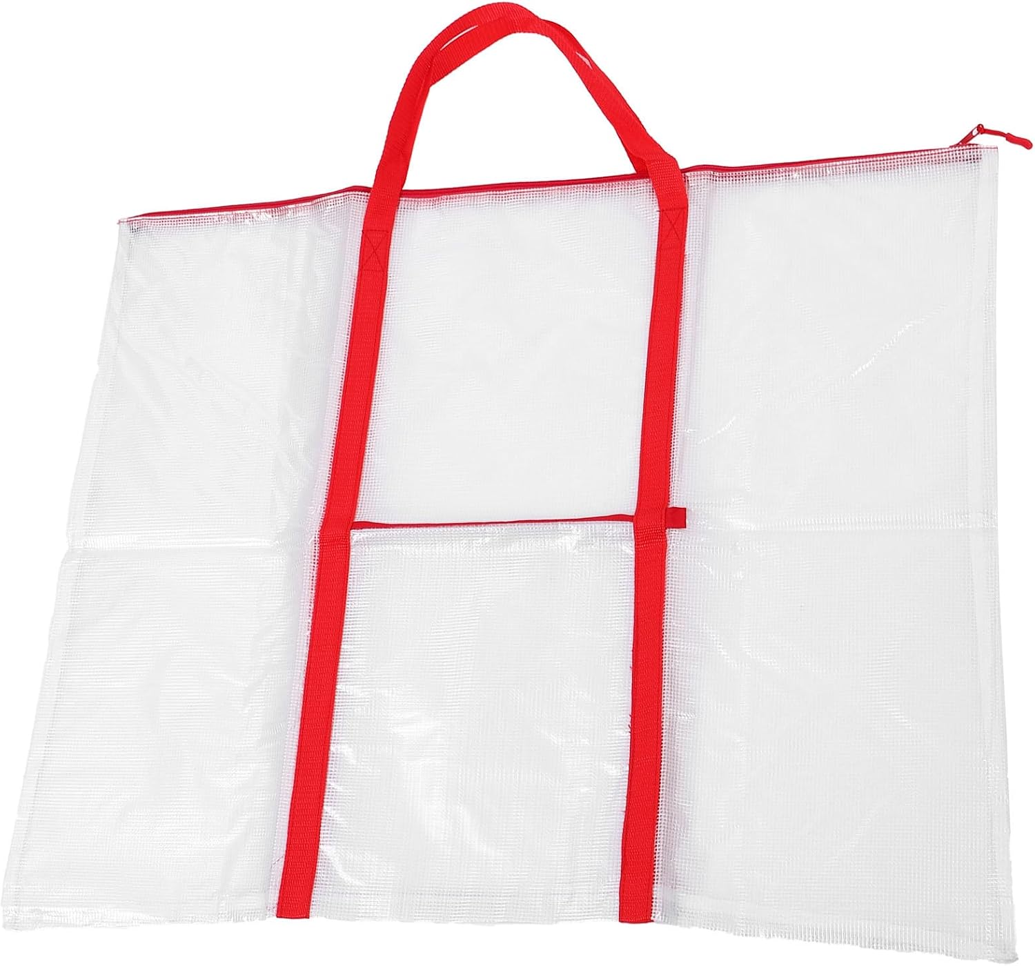 Poster Board Storage Bag with Handles, Art Portfolio Carrier Bag for Artists, White with Red Strap, Sturdy Drawing Tool Organizer for Artwork Transport and Storage