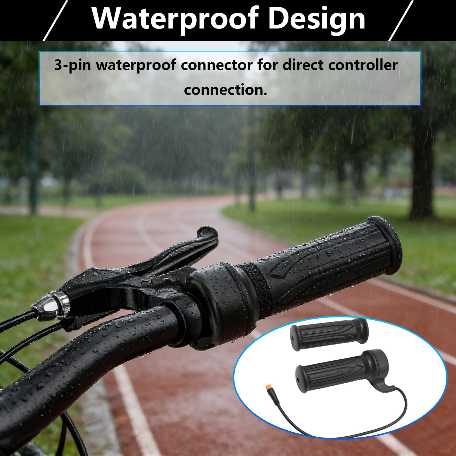 Electric Bike Throttle Ebike Throttle with 3 Pin Waterproof Connector Universal Ebike Accessories Handle for 22.2mm Handlebars for Electric Bicycle Scooter Motorbike - 5