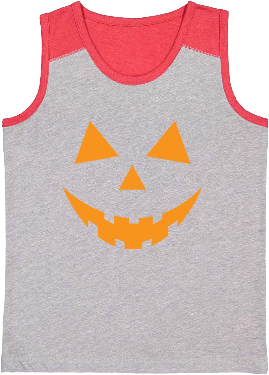 Pumpkin Face - Jack O' Lantern Youth Contrast Back Tank Top