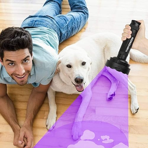 Miniatura 7 de Linterna de luz negra UV, súper brillante, 128 LED, para mascotas, perros, gatos, orina, para manchas de orina de mascotas, linterna de luz negra UV