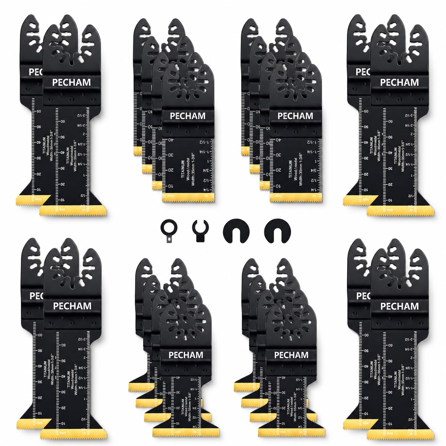 24PCS Titanium Oscillating Tool Blades, Multitool Blades for Metal, Wood & Plastic, Quick Release Multi Tool Blades Kits Fit DeWalt Milwaukee Ryobi Rockwell Bosch Makita Fein