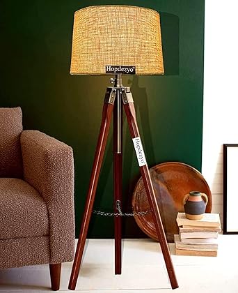 Hopdezyo Italian Design Tripod Floor Lamp for Home Decor ? Jute Drum Shade, e27 Holder, LED Bulb Included (Pack of 1)