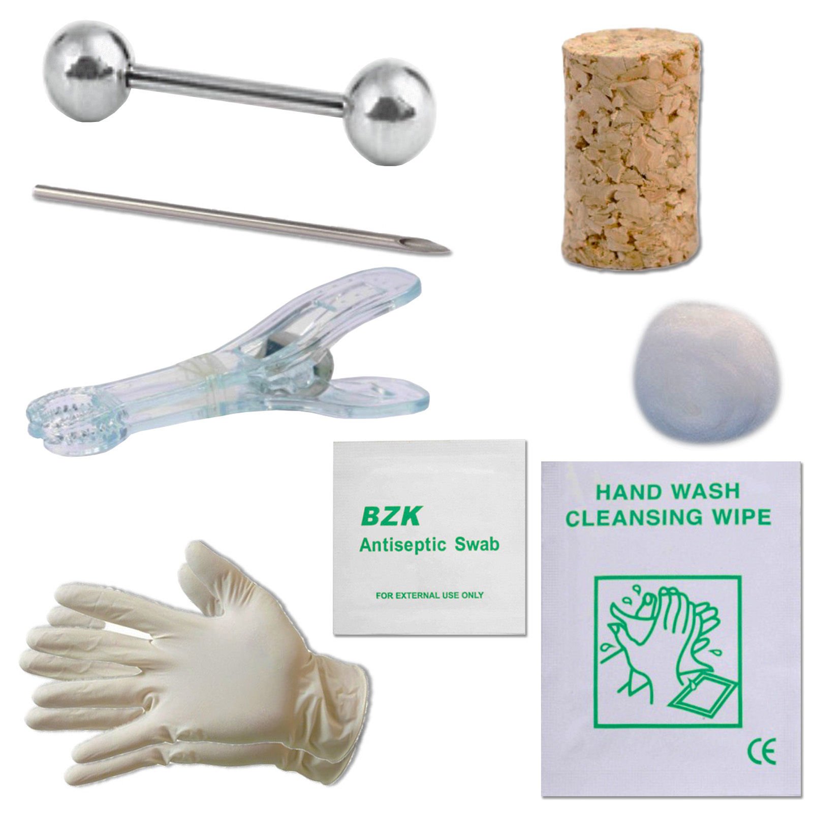 Eyebrow Body Piercing Sterile Kit Jewelry Stud Needle Stainless Steel Set Bar Face Barbell Nose Ear