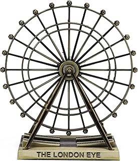 Buachois Ferris Wheel Model Desktop Ornaments London Eye Shape Retro Green Bronze Color 3D Metal Model Toy Decorations for Home Office