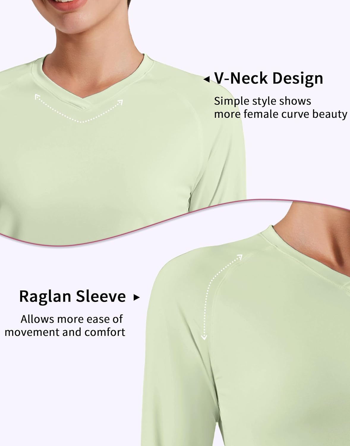 Pioneer Camp Women's UV Sun Protection SPF Shirt V Neck UPF 50+ Long Sleeve Workout Tops Quick Dry Rash Guard Hiking Running