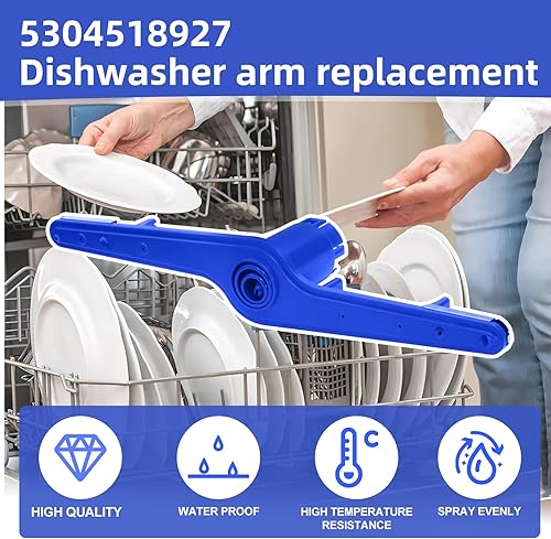Miniatura 7 de 5304518927 - Conjunto de brazo rociador para lavavajillas, inferior, con escudo térmico - Reemplaza, 5304507175, 154567701 AP6810011, azul