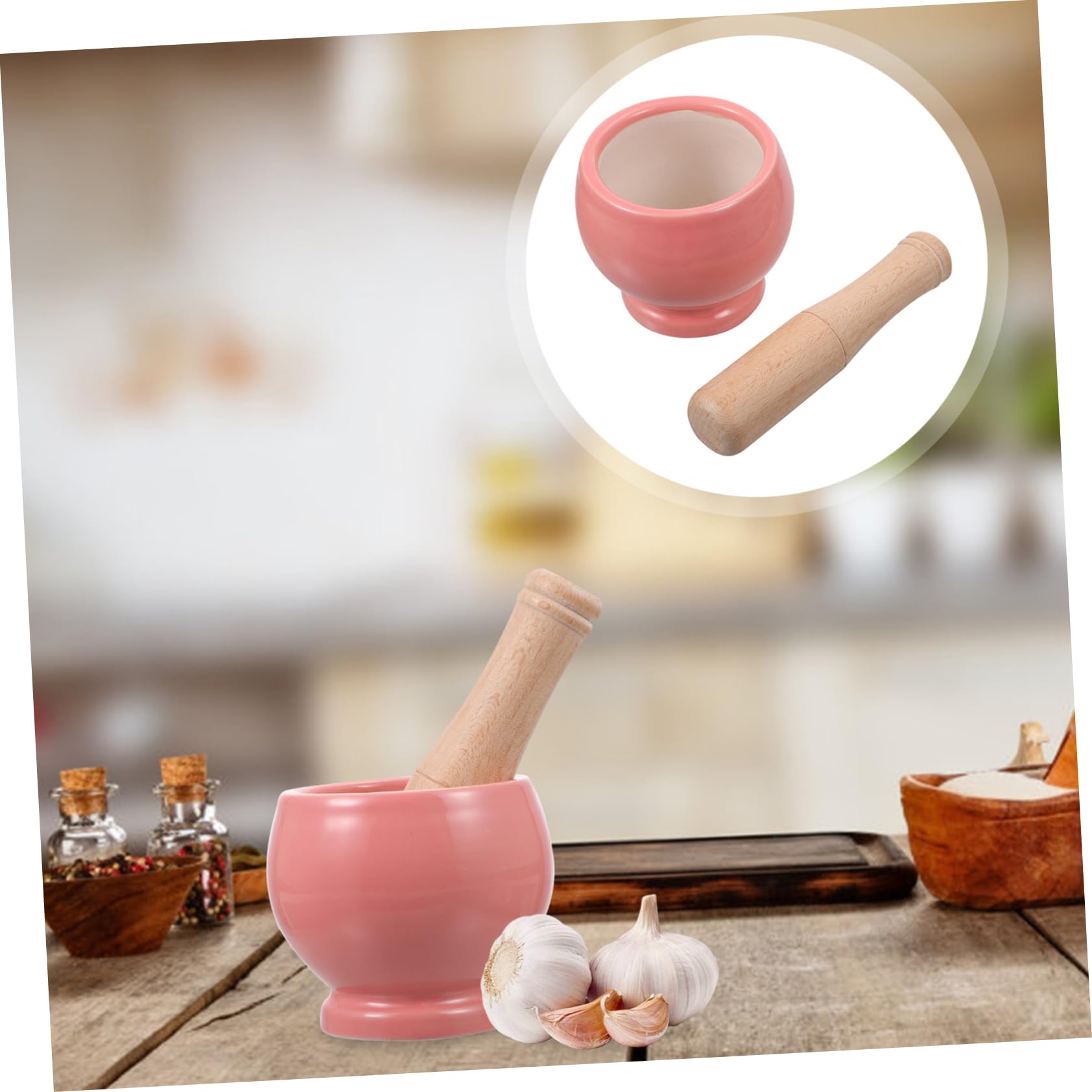 DECHOUS Knoblauchpresse Fleischwolf Knoblauchzerkleinerer Knoblauchstampfer Aus Keramik Leicht Zu Reinigen Ideal Zum Kochen Und Für Rezepte