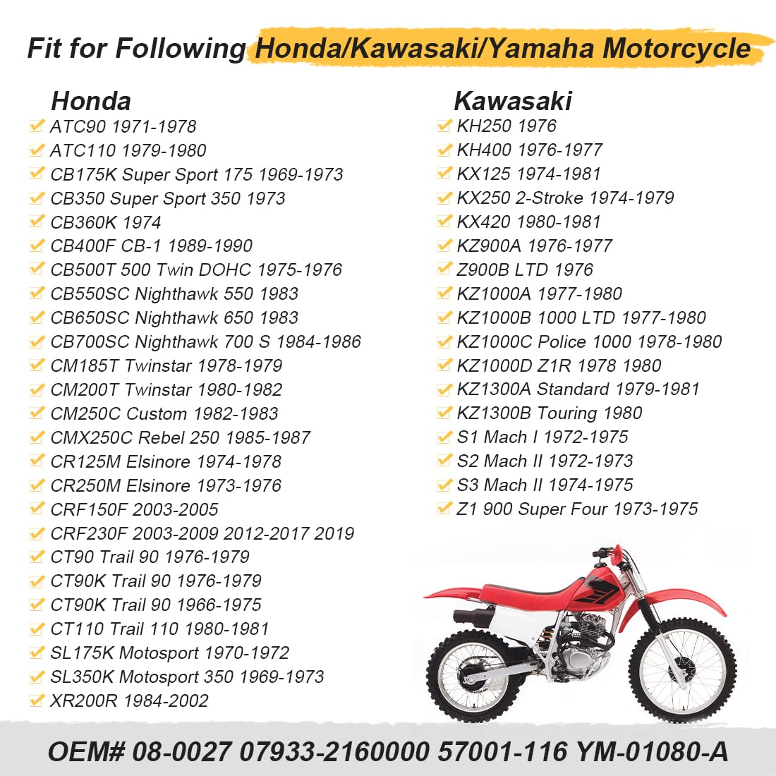 Estrattore volano filettatura esterna M16 x 1,5 R.H. adatto per Honda CB350 CB400F CB700SC CT90 XR200R 1969-2002 per Ka-wasaki KX250 KH400 KZ900A KZ1000 KZ1300A 1972-1981 08-0027