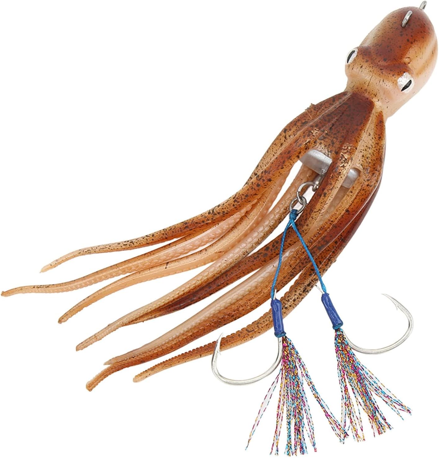 Soft Fishing Lure, Artificial Octopus Lure with Hook & 10 Ink Blocks, 300g Deep Sea Bait Squid Jigs Swimbait for Rockfish Lingcod Catfish Saltwater Ocean Fishing