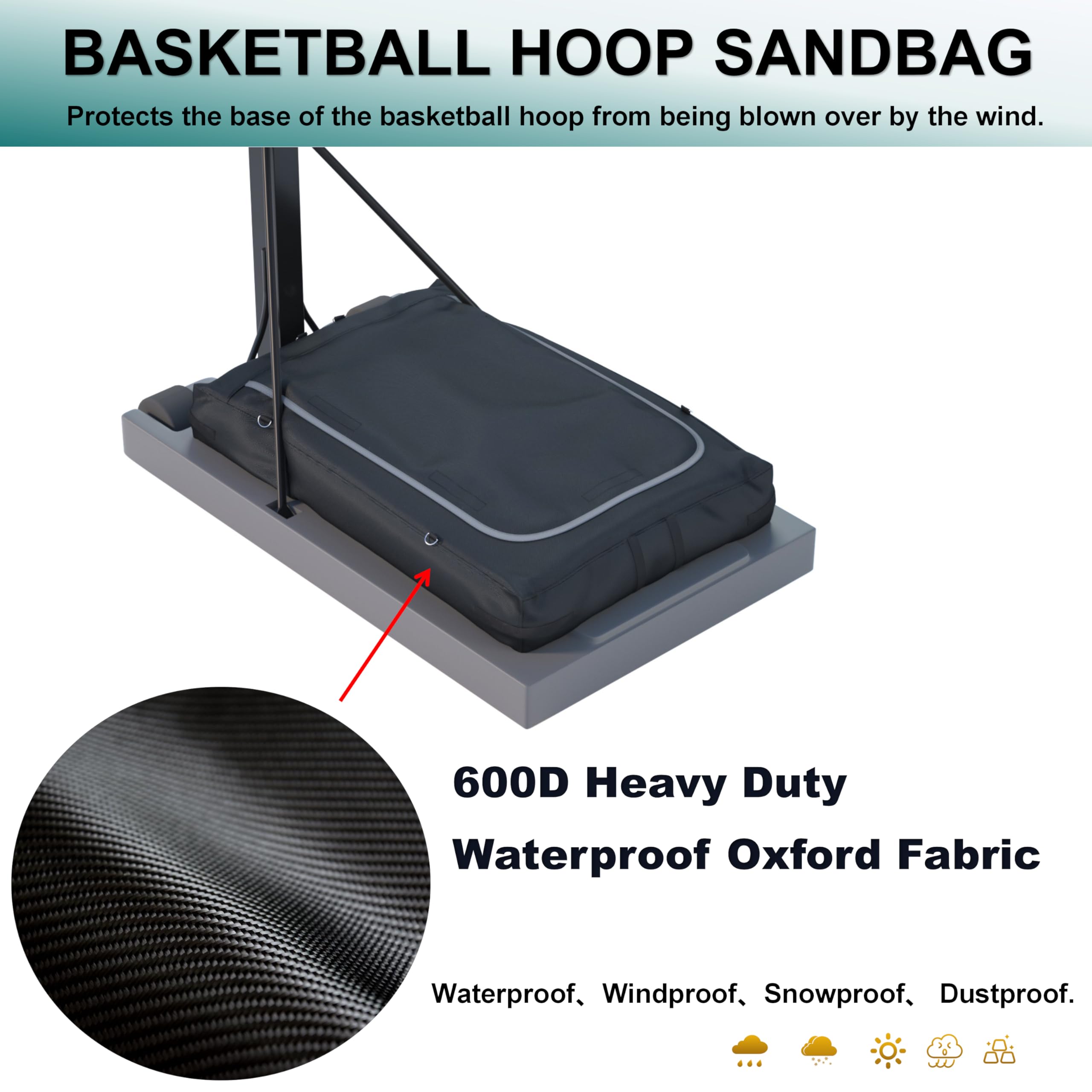 LIFEZEAL Sandsack Für Basketballkorb – 136 Kg Tragkraft, Oxford-Gewebe, 75 X 41 X 12 Cm
