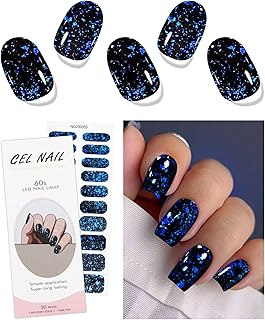 Gel Nail Stickers Dark Blue Semi Cured Gel Nail Strips Wraps UV/LED Nails Art Design Decoration Accessories