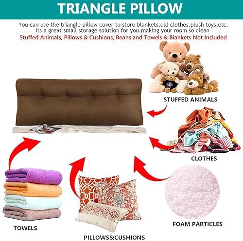 Miniatura 4 de Funda de almohada de lectura triangular copetuda para cama matrimonial, individual, queen, king, cabecero de cama, funda de cojín para respaldo,