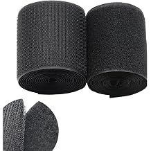 4 in x 5 ft Sew On Hook and Loop Strips for Fabric Black