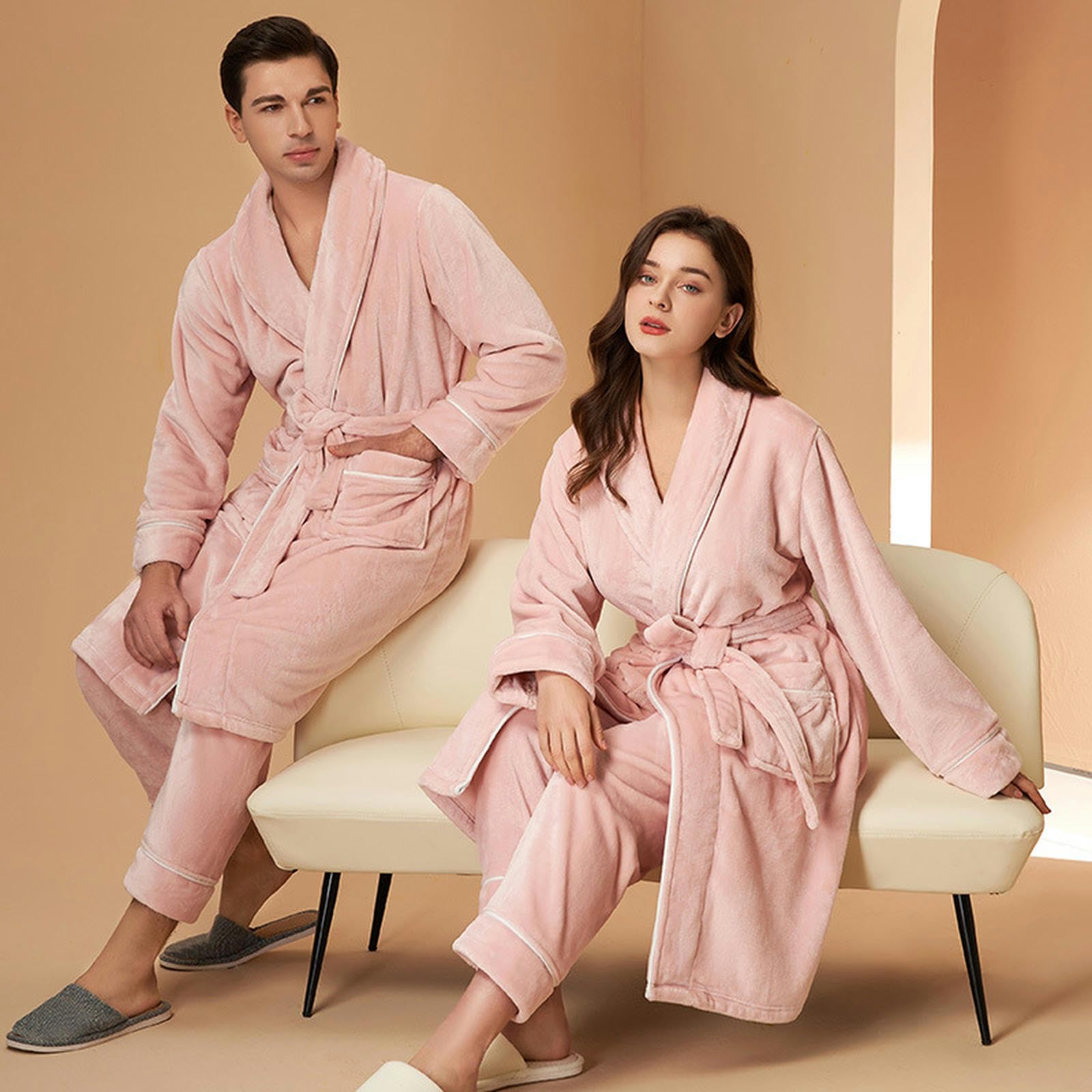 Pigiama Donna Pigiami in Pile di Corallo Autunno E Invernale da Uomo E da Donna - Nightdresses E Camicie da Notte da Donna, Calorosi E Confortevoli Abiti-Donne Nere-XXXL