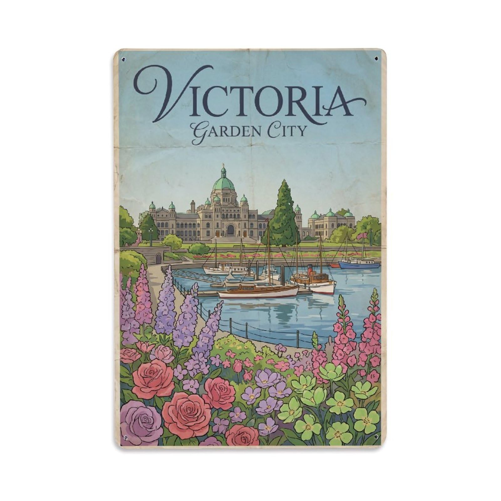 Huiyhb 8X12inch(20X30cm) Canada Victoria Vintage Travel Metal Tin Sign