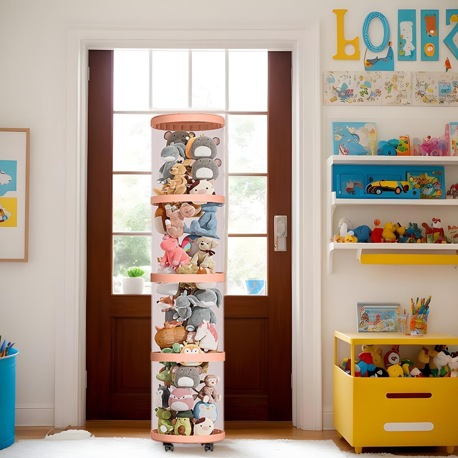 Tubo organizador de animales de peluche,Almacenamiento de tubos de animales | Tubo vertical de almacenamiento de juguetes con