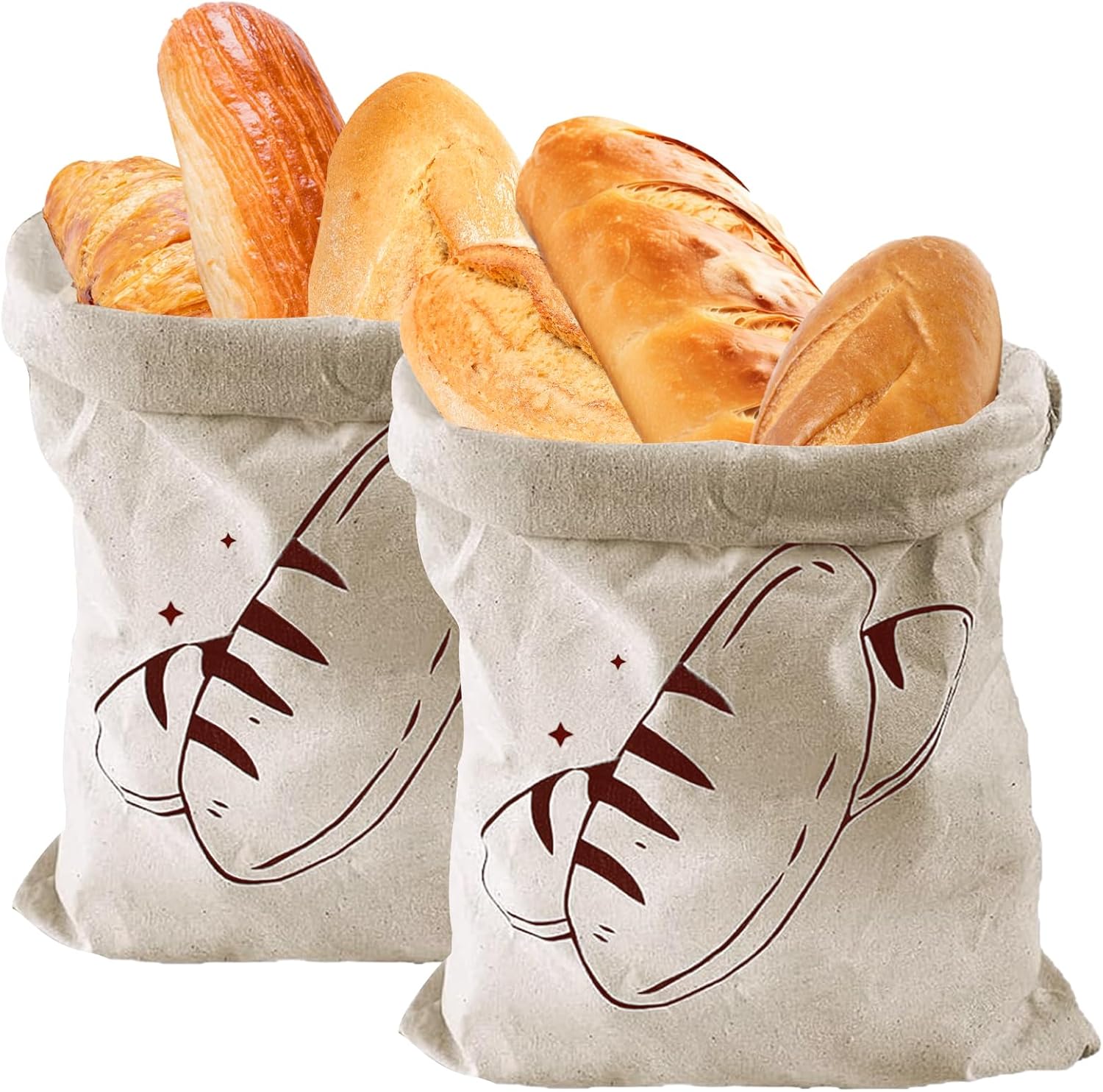 GROVL Bread Bag For Homemade Bread,2PCS Unbleached Natural Linen Eco