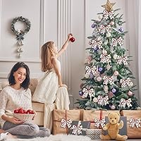 Vista 4 de DIYDEC 12 piezas de lazos de Navidad para decoración 16 cm de gran tamaño, lazos para corona de Navidad rojos y verdes, lazos para árbol de Navidad