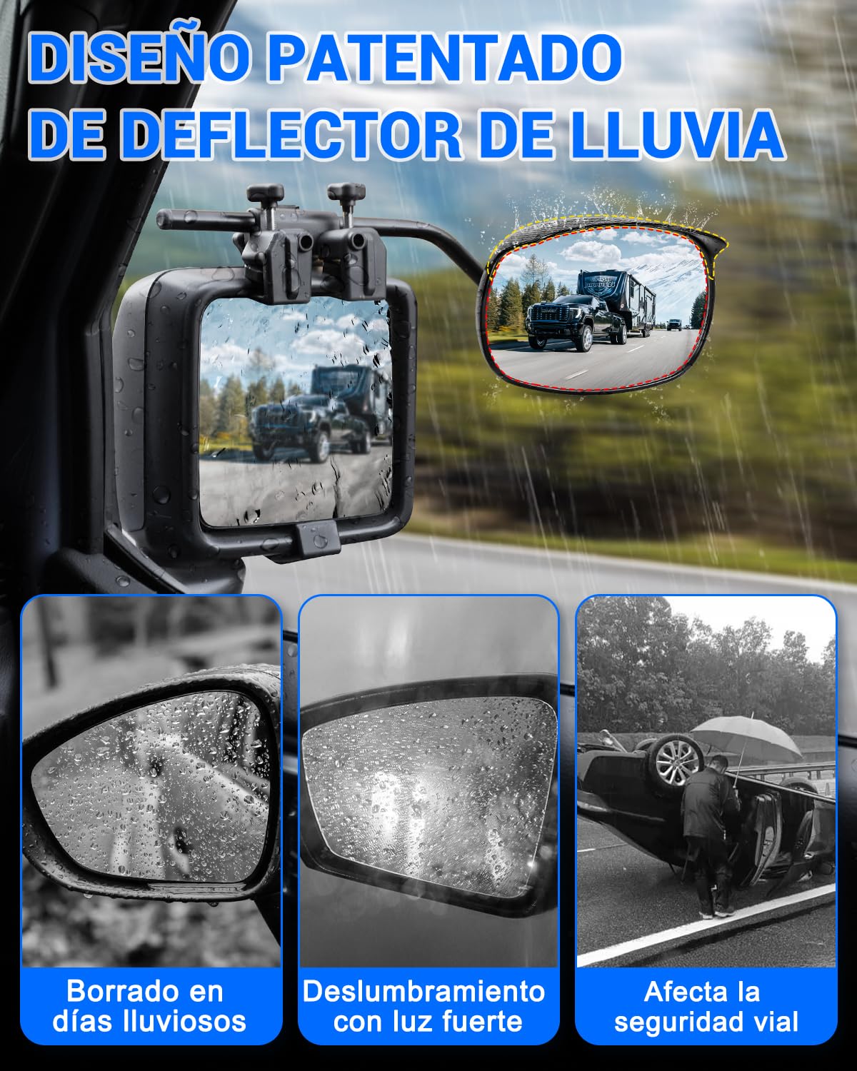 SUPAREE Espejos de Caravana Espejo Retrovisor Caravana Retrovisores Coche Caravana Convexo para Furgoneta Universal 2 Unidades