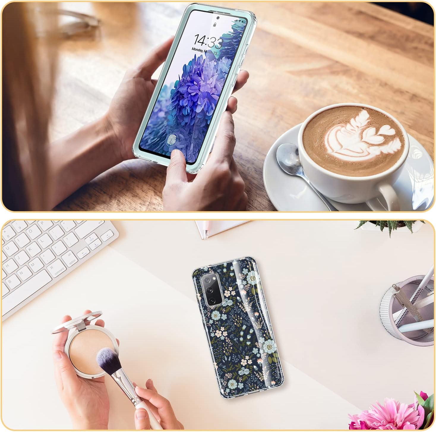 Esdot Compatible with Samsung Galaxy S20 FE Case with Built-in Screen Protector,with Fashionable Designs for Women Girls,Protective Phone Case for Galaxy S20 FE 6.5" Littler Flowers - Image 6