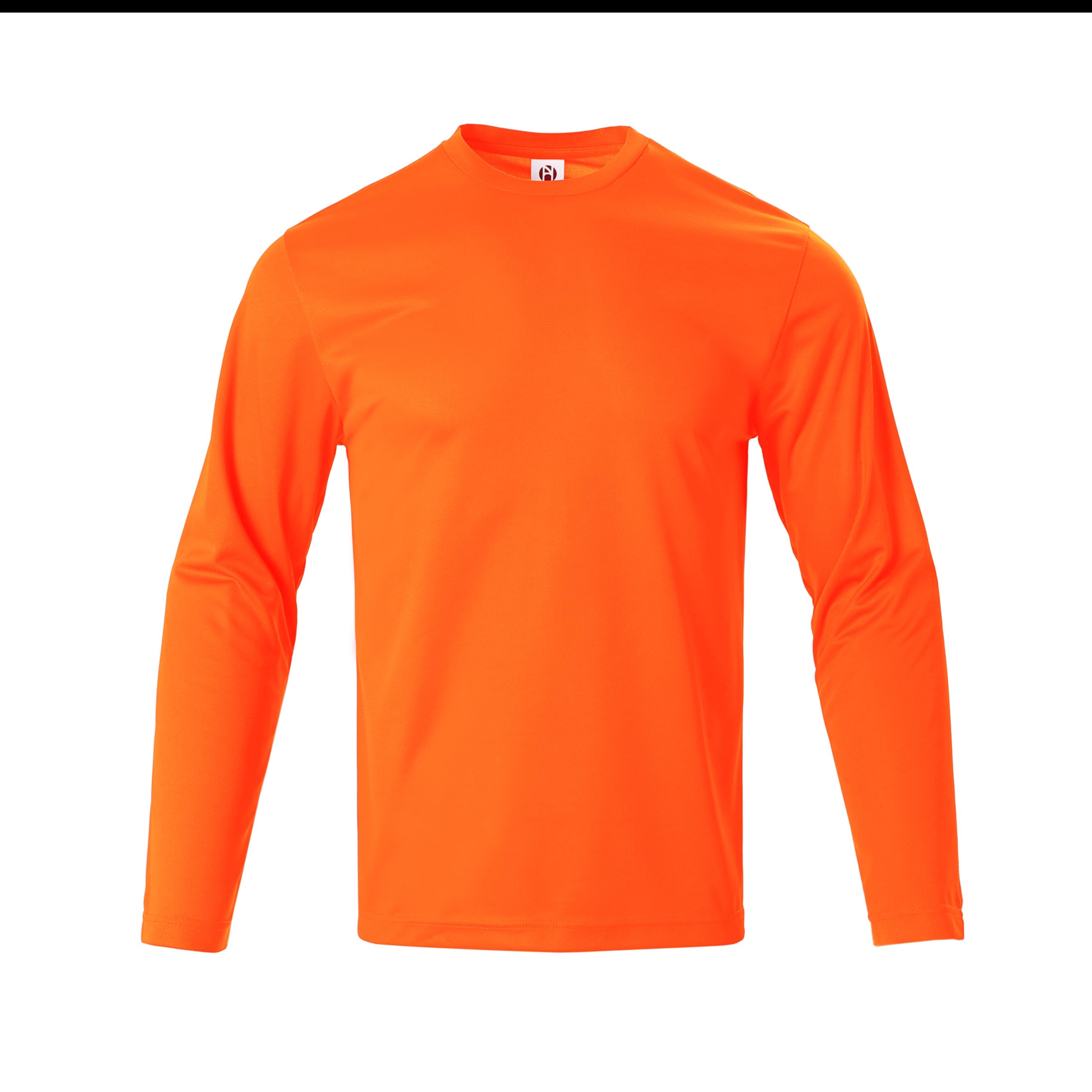 Camiseta de manga larga para hombre, informal, cuello redondo, suave, para correr, natación, ciclismo, pesca, Naranja, Small