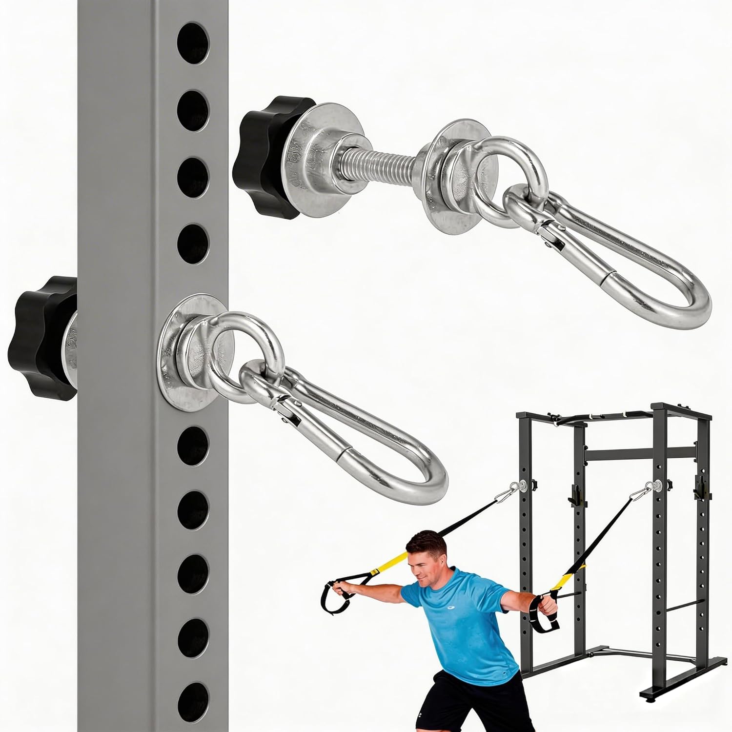 Heavy-Duty Power Rack Attachments, Quick-Install Home Gym Accessories for 2x2, 2x3 & 3x3 Power Racks, Fits 1/2", 5/8" & 1" Holes