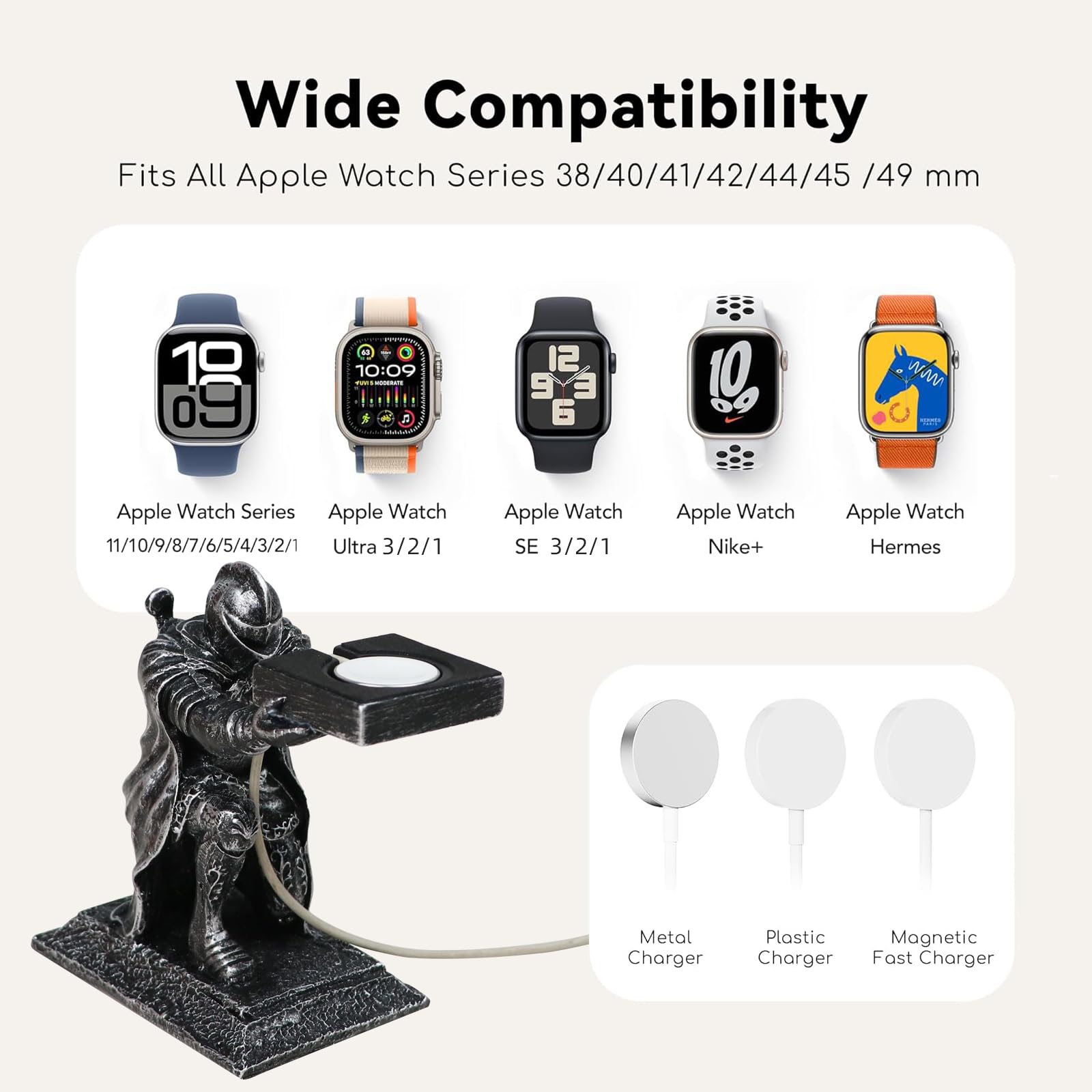 Supporto di ricarica per Apple Watch compatibile con Apple Watch Series Ultra3/Ultra2/11/10/9/8/7/6/5/SE3/SE2 (49/46/45/44/42/41/40/38 mm) Dock di ricarica per iWatch Loyal Knight, utilizzato come