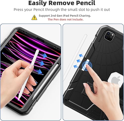 Miniatura 4 de TSQQST Funda para iPad Pro 12.9 de 6 generación 2022 con protector de pantalla  Protección de cuerpo completo a prueba de niños con soporte para