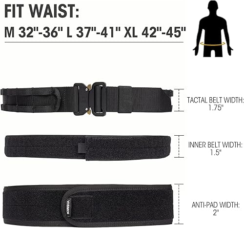 Miniatura 4 de VISMIX Cinturón táctico, cinturón de batalla MOLLE de liberación rápida de 1.75 pulgadas con cinturón interior y almohadilla antideslizante,