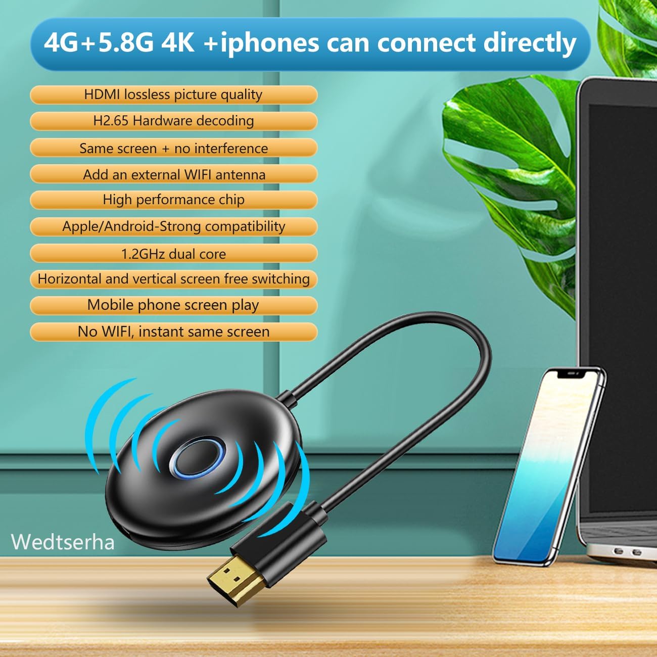 FINAL STOCK ！clearance wireless display adapter 4k HDMI 4/5.8G Miracast-HD Screen Mirroring,Plug & Play Streaming from Phone/Laptop to Monitor,Low Latency for Gaming.Supports iOS/Android/Windows