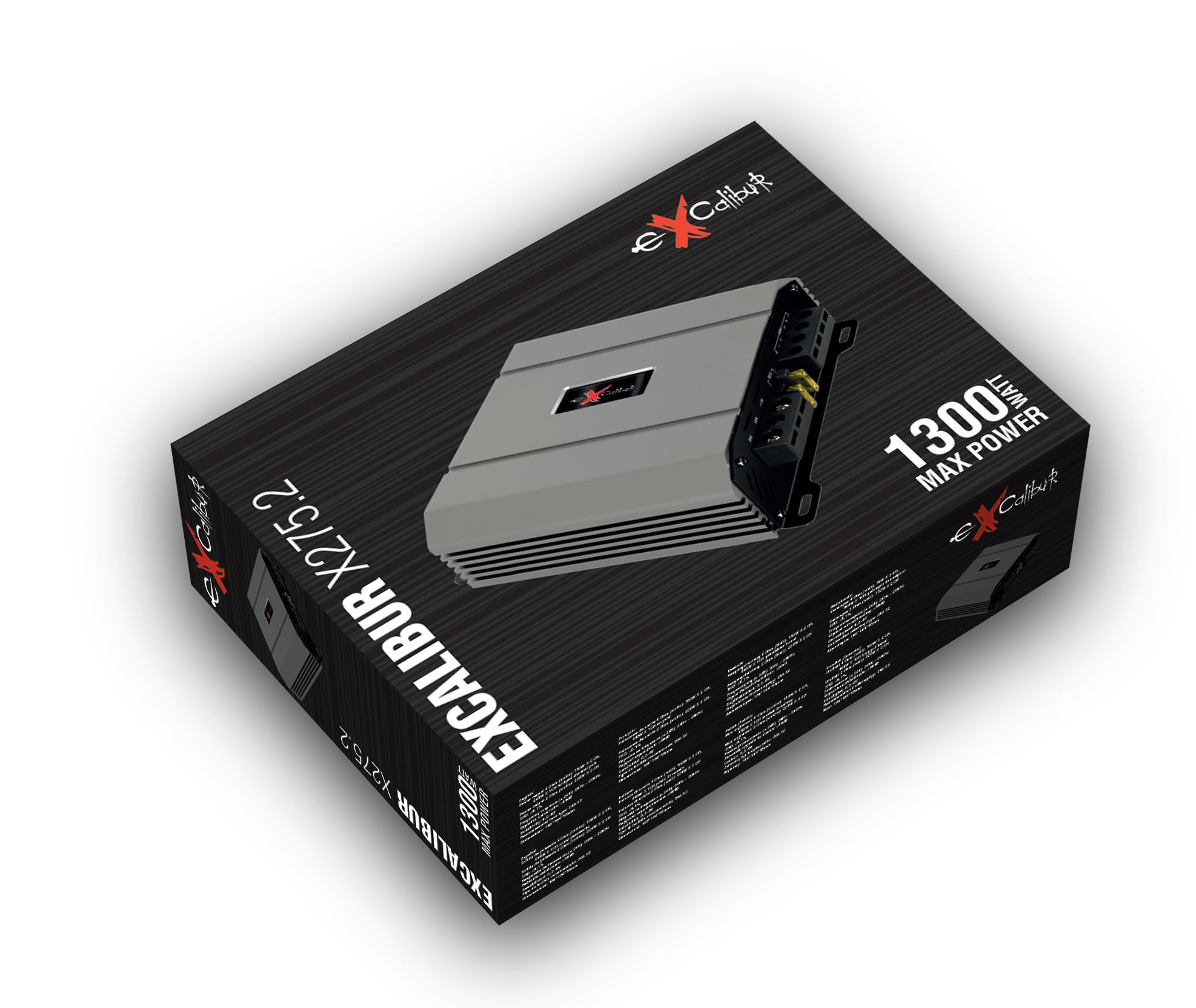 Excalibur X275.2 Amplificatore Audio Auto 2 Canali Stereo 2x650W con Bass-Boost 12 dB, Amplificatore Auto Subwoofer 1300W in modalità Bridge, Sub Sonic 10-50Hz e Low Pass Filter 50-200Hz, Serie 2025